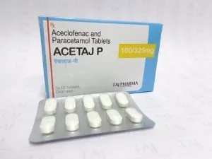 Aceclofenac And Paracetamol Tablets Taj Pharmaceuticals, one of the leading Aceclofenac and Paracetamol Tablets BP 100mg/325mg manufacturers in India