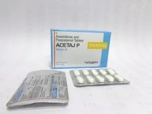 Aceclofenac and Paracetamol Tablets BP 100mg/325mg Supplier, Aceclofenac and Paracetamol Tablets BP 100mg/325mg Exporter, Aceclofenac and Paracetamol Tablets BP 100mg/325mg Dealer in India