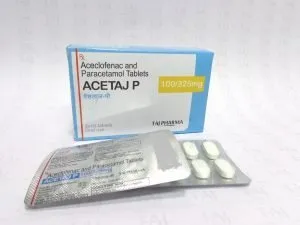 Aceclofenac and Paracetamol Tablets BP 100mg/325mg Products in India, exporters, Generic Medicines product, Acetaj PGeneric Manufacturers exporters India, Generic pharmaceutical drugs Exporters, Indian fodder