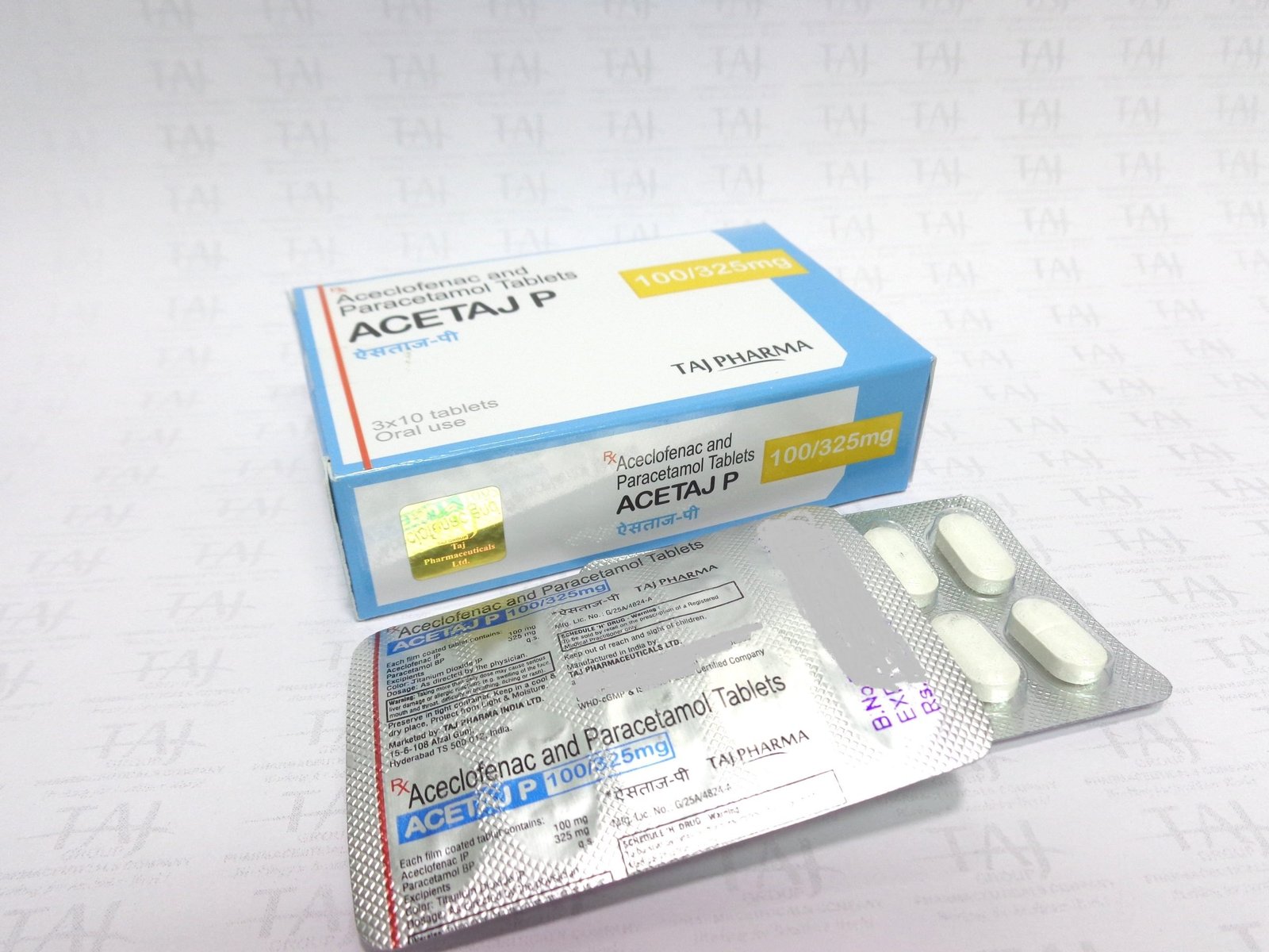 Aceclofenac and Paracetamol Tablets BP 100mg/325mg manufacturers in India brings the best-quality products. Taj Pharmaceuticals company carries the rich experience in the niche manufacturing of Aceclofenac and Paracetamol Tablets BP 100mg/325mg