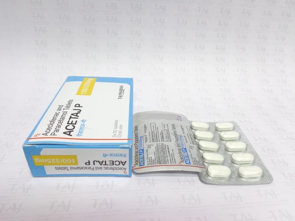 Aceclofenac And Paracetamol Tablets 100mg & 325mg ACETAJ P