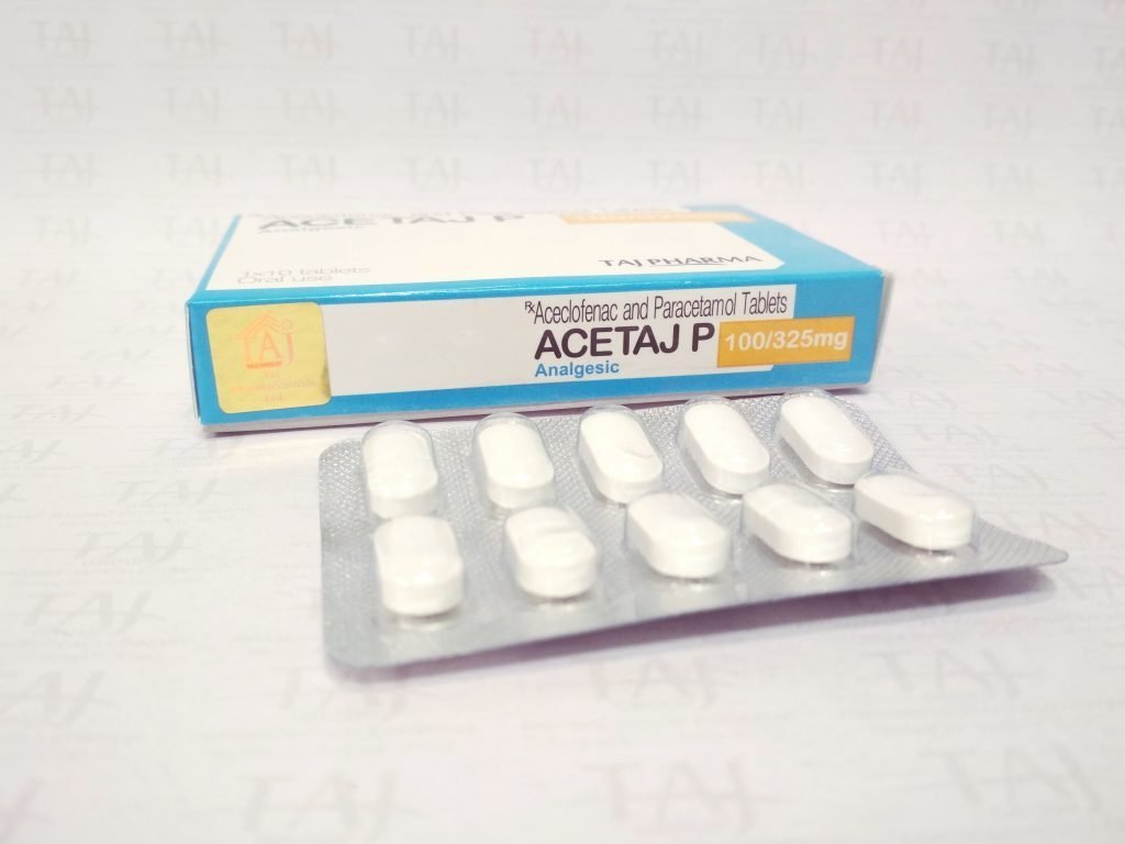 Aceclofenac And Paracetamol Tablets 100mg/325mg Taj Pharma
