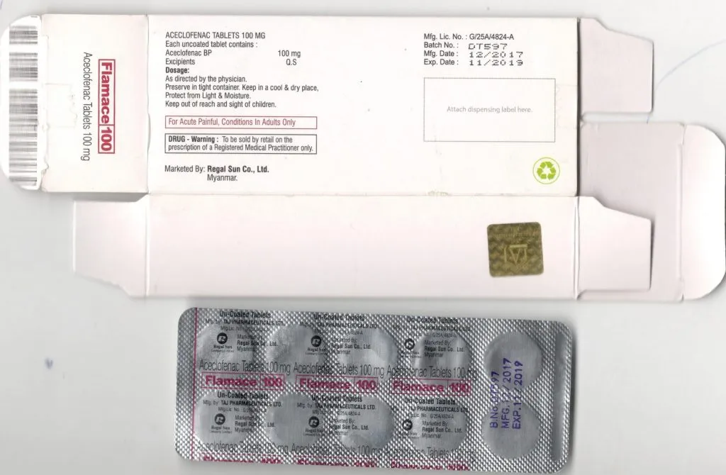 Aceclofenac tablets 100mg for pain and inflammation