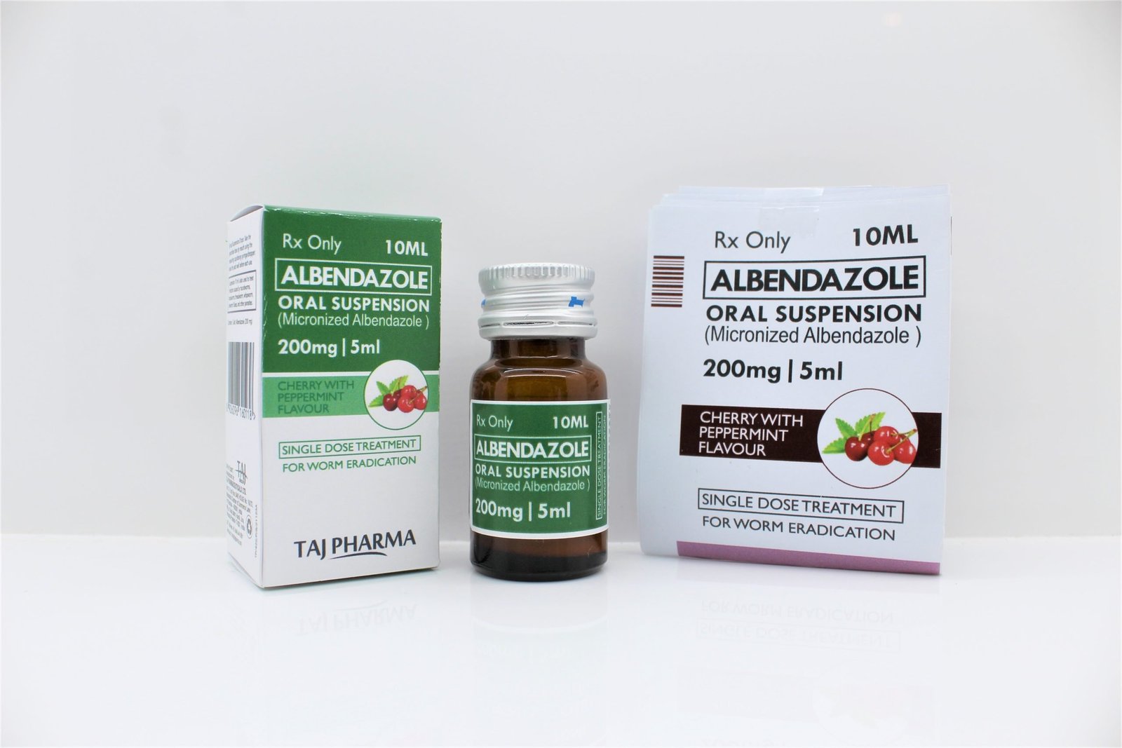 Albendazole Oral Suspension 200mg producers of India, Taj Pharmaceuticals