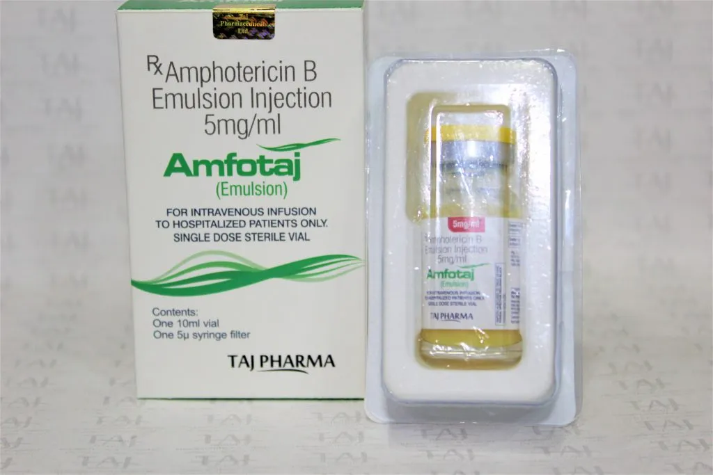 Amphotericin B Emulsion Injection 5 mg , Amphotericin B Emulsion Injection 5 mg manufacturers, Amphotericin B Emulsion Injection 5 mg exporters, Amphotericin B Emulsion Injection 5 mg suppliers, Amphotericin B Emulsion Injection 5 mg manufacturers Taj Pharma, best price Amphotericin B Emulsion Injection 5 mg