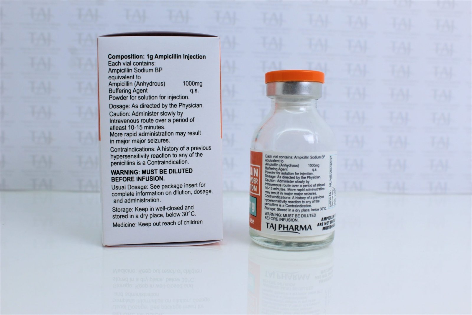 Manufacturer Supplier of Ampicillin Sodium Injection 1000mg based in Mumbai, India, Taj Pharma Taj Generic drug Ampicillin Sodium Injection 1000mg available with manufacturer in India details – Taj Pharmaceuticals