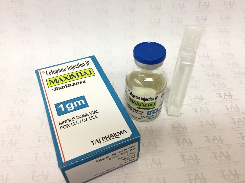 Taj Pharma is WHO-GMP Certified Pharmaceutical Wholesaler of Cefepime Injection IP 1g (Maximtaj)Taj Pharma, Cefepime Injection IP 1g (Maximtaj)Taj Pharma Supplier, Cefepime Injection IP 1g (Maximtaj)Taj Pharma Exporters from India. Taj Pharma holds excellent record in manufacturing of Cefepime Injection IP 1g (Maximtaj)Taj Pharma from India.