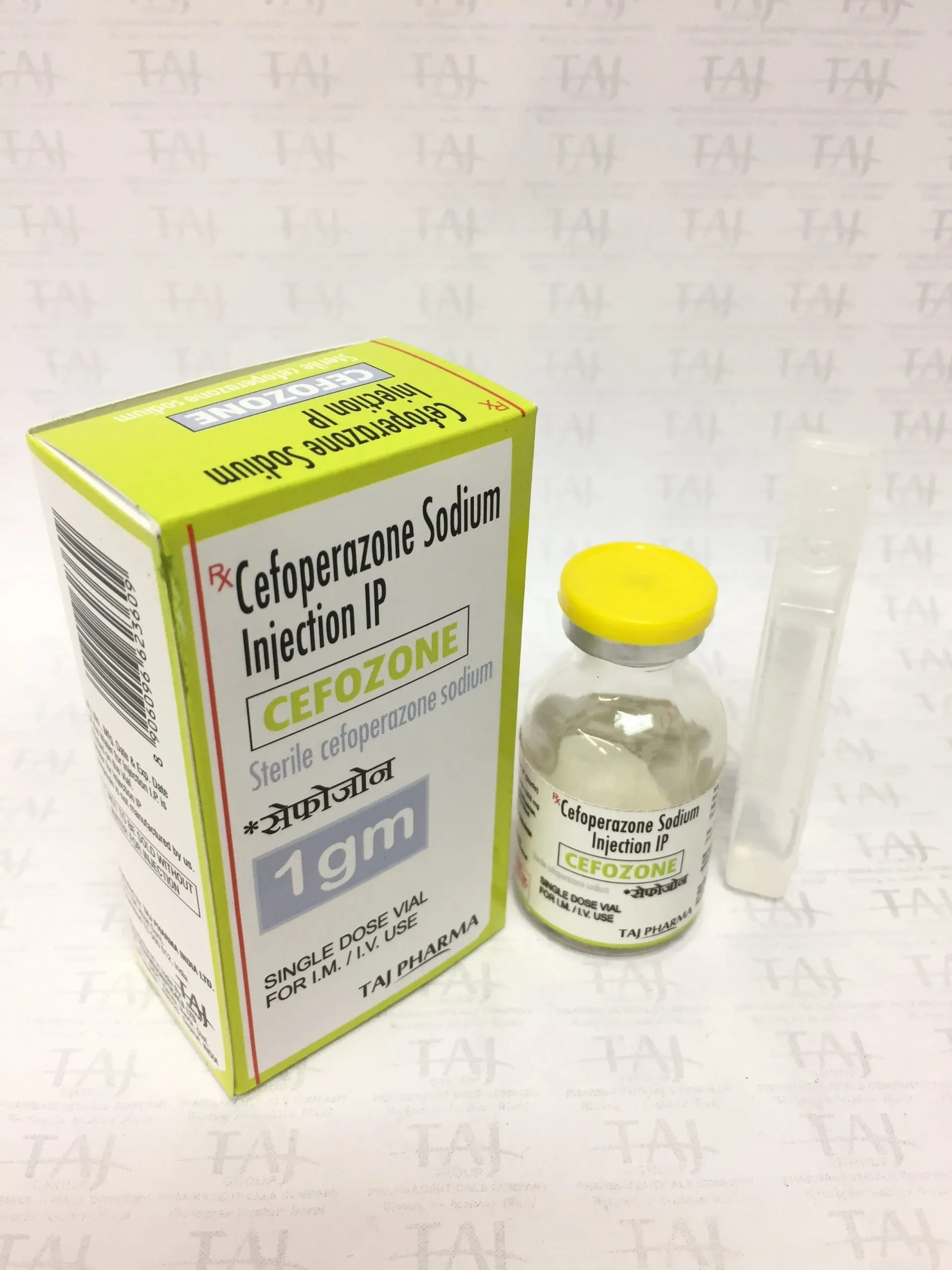 Cefoperazone Sodium Injection 1gm - Cefozone 1gm Taj Pharmaceuticals as Manufacturer of Cefoperazone Sodium Injection IP 1gm (Cefozone) Cefoperazone Sodium Injection IP 1gm (Cefozone) manufacturer in India {Taj Pharmaceuticals}; best quality supplier and exporter of Cefoperazone Sodium Injection