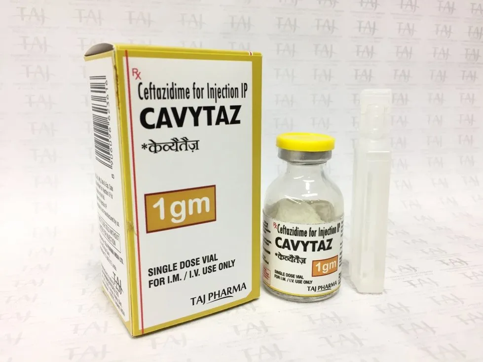 Ceftazidime for Injection IP 1gm (Cavytaz) Taj Pharma manufacturers & Ceftazidime for Injection IP 1gm (Cavytaz) Taj Pharma suppliers in India. Ceftazidime for Injection IP 1gm (Cavytaz) Taj Pharma manufacturer in India gives the assurance of high-quality and purity. The company carries the rich experience in manufacturing of Ceftazidime for Injection IP 1gm (Cavytaz) Taj Pharma. Taj Pharmaceuticals is reputed manufacturer and Ceftazidime for Injection IP 1gm (Cavytaz) Taj Pharma suppliers from India. Get contact for Ceftazidime for Injection IP 1gm (Cavytaz) Taj Pharma manufacturing companies from India.