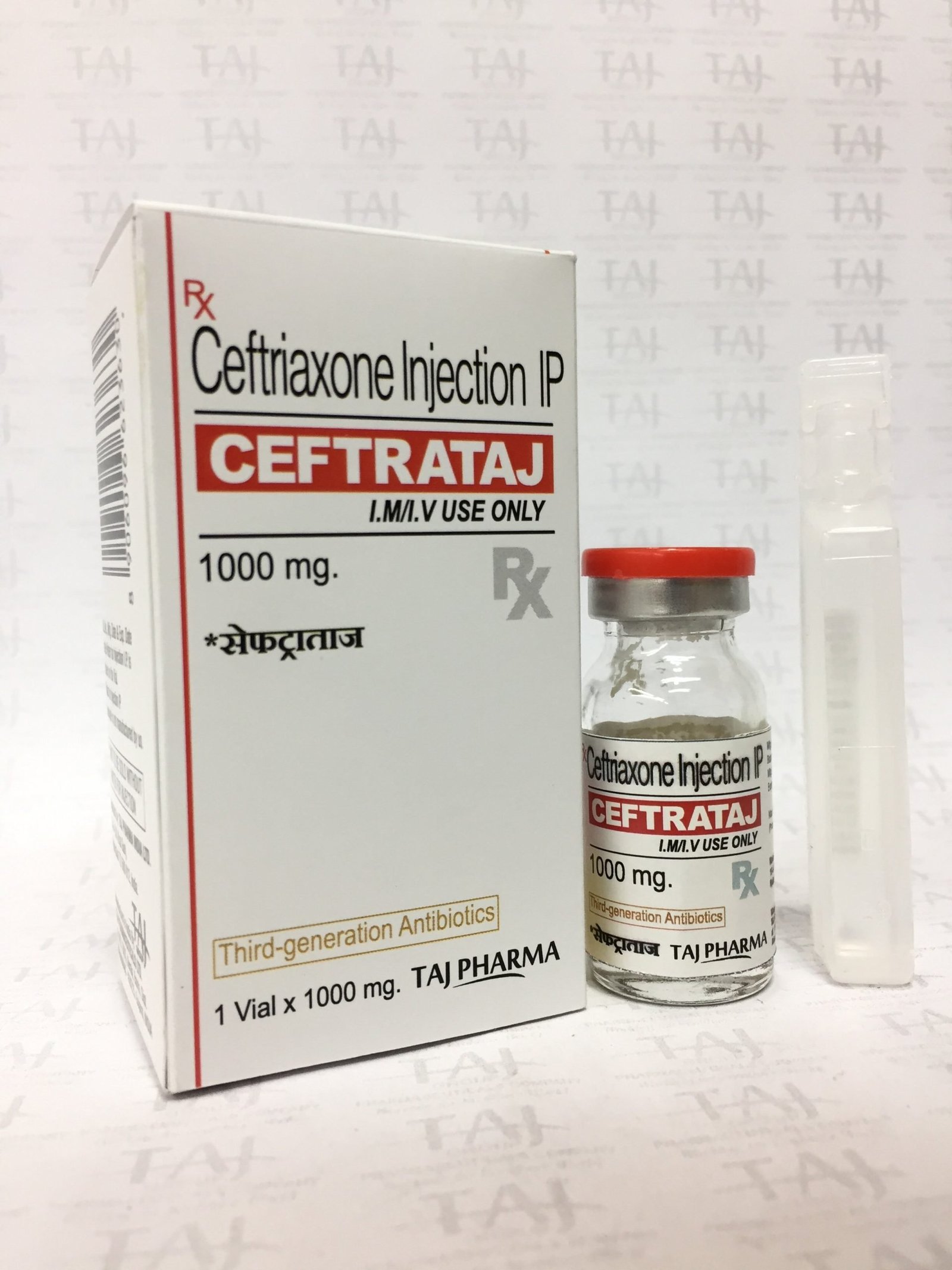 Taj Pharmaceuticals manufactures a wide range of pharmaceuticals formulation involving Tablets / Capsules / Injections and Orals. Taj Pharma India team has an excellent expertise in manufacturing and export of Ceftriaxone Injection IP.