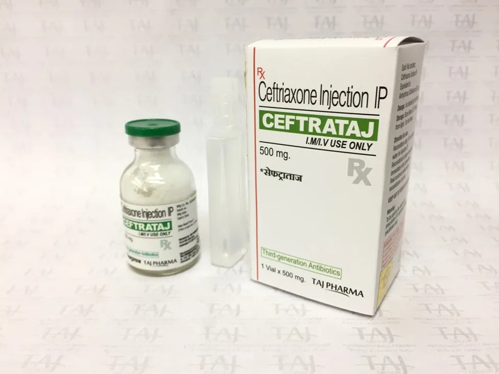 Taj Pharmaceuticals manufactures a wide range of pharmaceuticals formulation involving Tablets / Capsules / Injections and Orals. Taj Pharma India team has an excellent expertise in manufacturing and export of Ceftriaxone Injection IP.