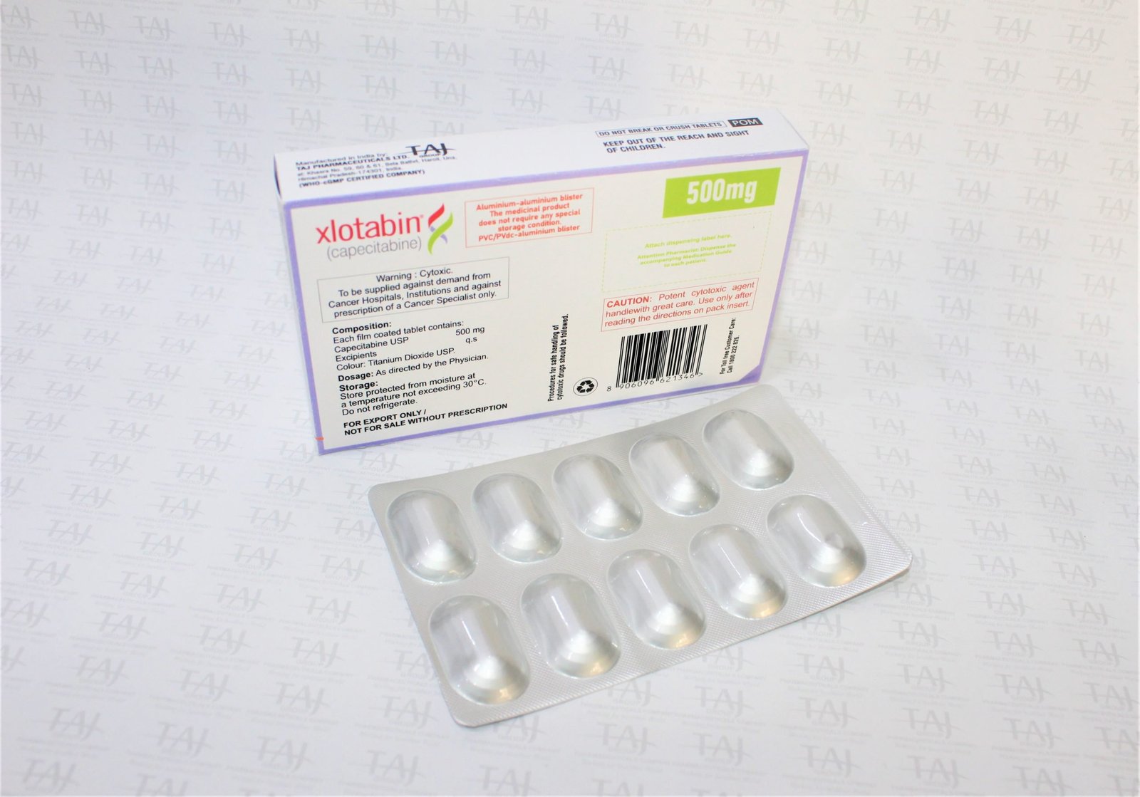 Capecitabine USP 500 mg Tablets Manufacturer in India gives the assurance of high-quality and purity. The company carries the rich experience in the niche manufacturing of Capecitabine USP 500 mg Tablets. Taj Pharmaceuticals is reputed manufacturer and Capecitabine USP 500 mg Tablets suppliers in India.
