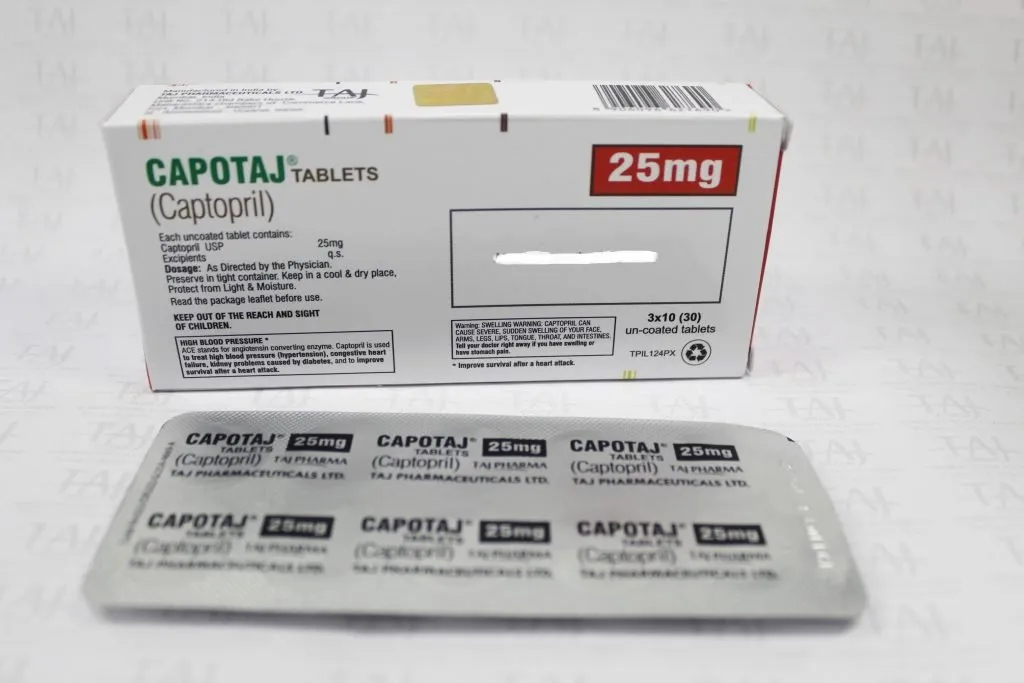 Captopril Tablets25mg Taj Pharma Uses Side Effects Antihypertensive Dosage forms Taj Pharmaceuticals