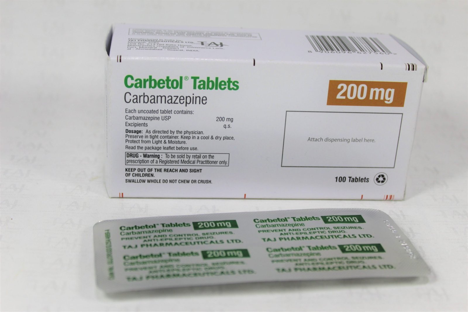 Taj Pharma is WHO-GMP Certified Pharmaceutical Wholesaler of Carbamazepine Tablets USP 200mg, Carbamazepine Tablets USP 200mg Supplier, Carbamazepine Tablets USP 200mg Exporters from India. Taj Pharma holds excellent record in manufacturing of Carbamazepine Tablets USP 200mg from India.