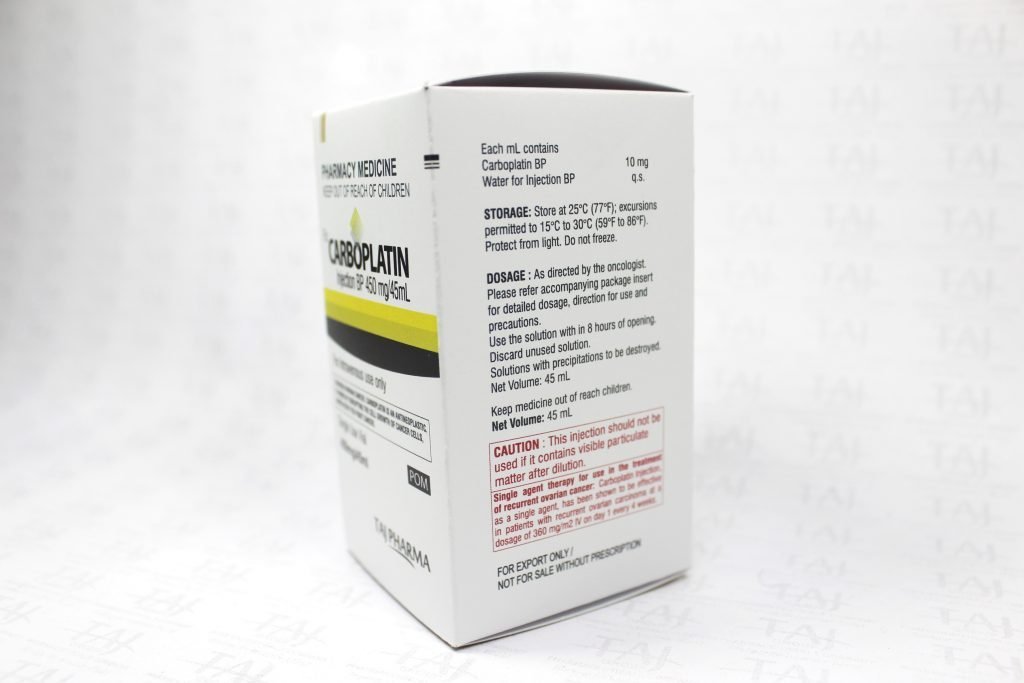 Carboplatin Injection 450mg/45ml Taj Pharmaceuticals Mumbai Cytotoxic Drugs Side Effects Dosage Contraindications Uses