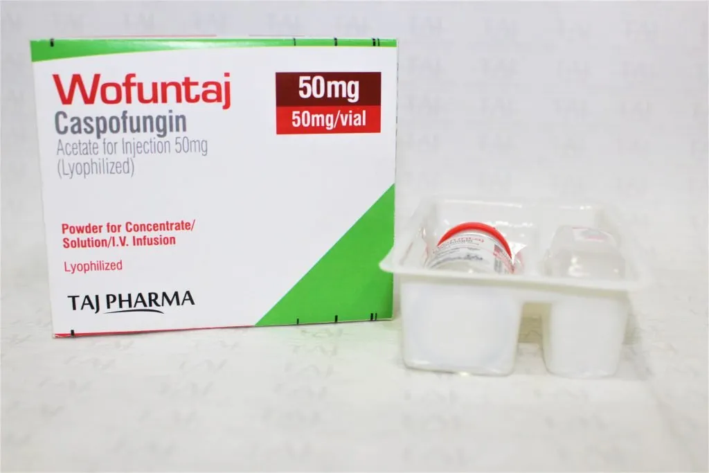 Caspofungin Acetate For Injection 50 Mg Manufacturer in India gives the assurance of high-quality and purity. The company carries the rich experience in the niche manufacturing of Caspofungin Acetate For Injection 50 Mg. Taj Pharmaceuticals is reputed manufacturer and Caspofungin Acetate For Injection 50 Mg suppliers in India