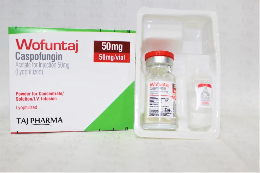 Caspofungin Acetate For Injection 50 Mg manufacturers, Caspofungin Acetate For Injection 50 Mg suppliers & exporters in India, Get contact for Caspofungin Acetate For Injection 50 Mg manufacturing companies from India. Taj Pharma is leading Caspofungin Acetate For Injection 50 Mg Manufacturers, Caspofungin Acetate For Injection 50 Mg Suppliers in India, Caspofungin Acetate For Injection 50 Mg Taj Pharmaceuticals