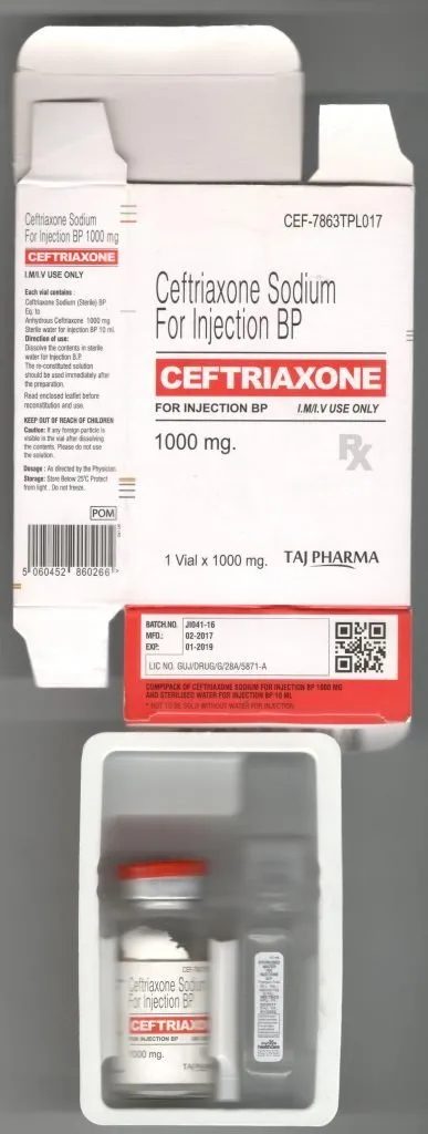 Ceftriaxone 1g Powder for solution for injection