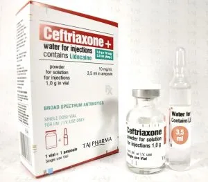 Taj Pharmaceuticals, one of the leading Ceftriaxone Sodium + Lidocaine Powder for Injection 1g manufacturers in India brings the best-quality products. Taj Pharmaceuticals company carries the rich experience in the niche manufacturing of Ceftriaxone Sodium + Lidocaine Powder for Injection. Ceftriaxone with Lidocaine uses, side effects and safety, interactions, pictures, warnings Ceftriaxone with Lidocaine