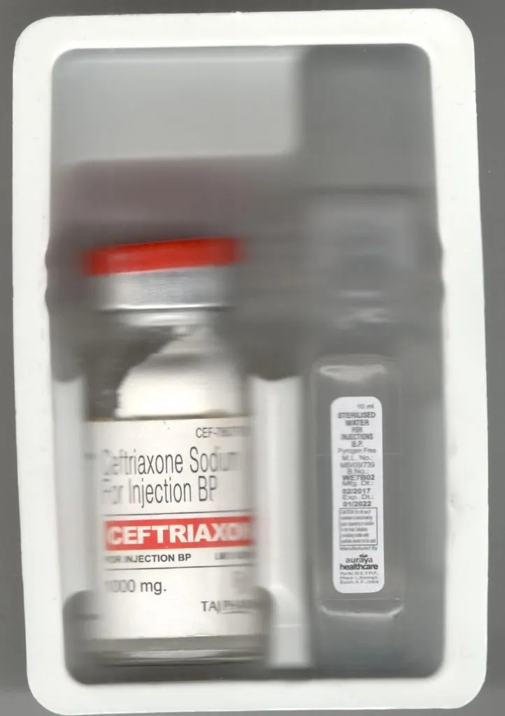 Ceftriaxone for Injection USP, 250 mg, 500 mg, 1 g