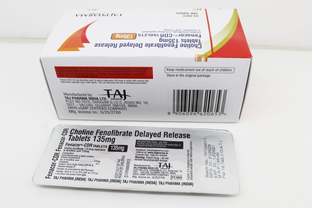 Choline Fenofibrate Delayed Release Tablets 135mg Manufacturers India & Pioneer Exporters