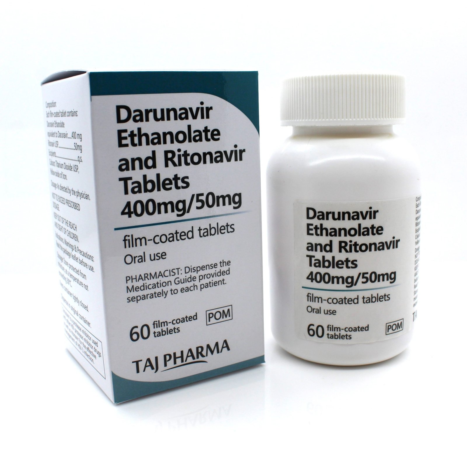 Taj Pharma India has best quality of Darunavir Ethanolate & Ritonavir Tablet (400mg+50mg). We manufacture and export Darunavir & Ritonavir Tablet underneath hygienic & GMP.
