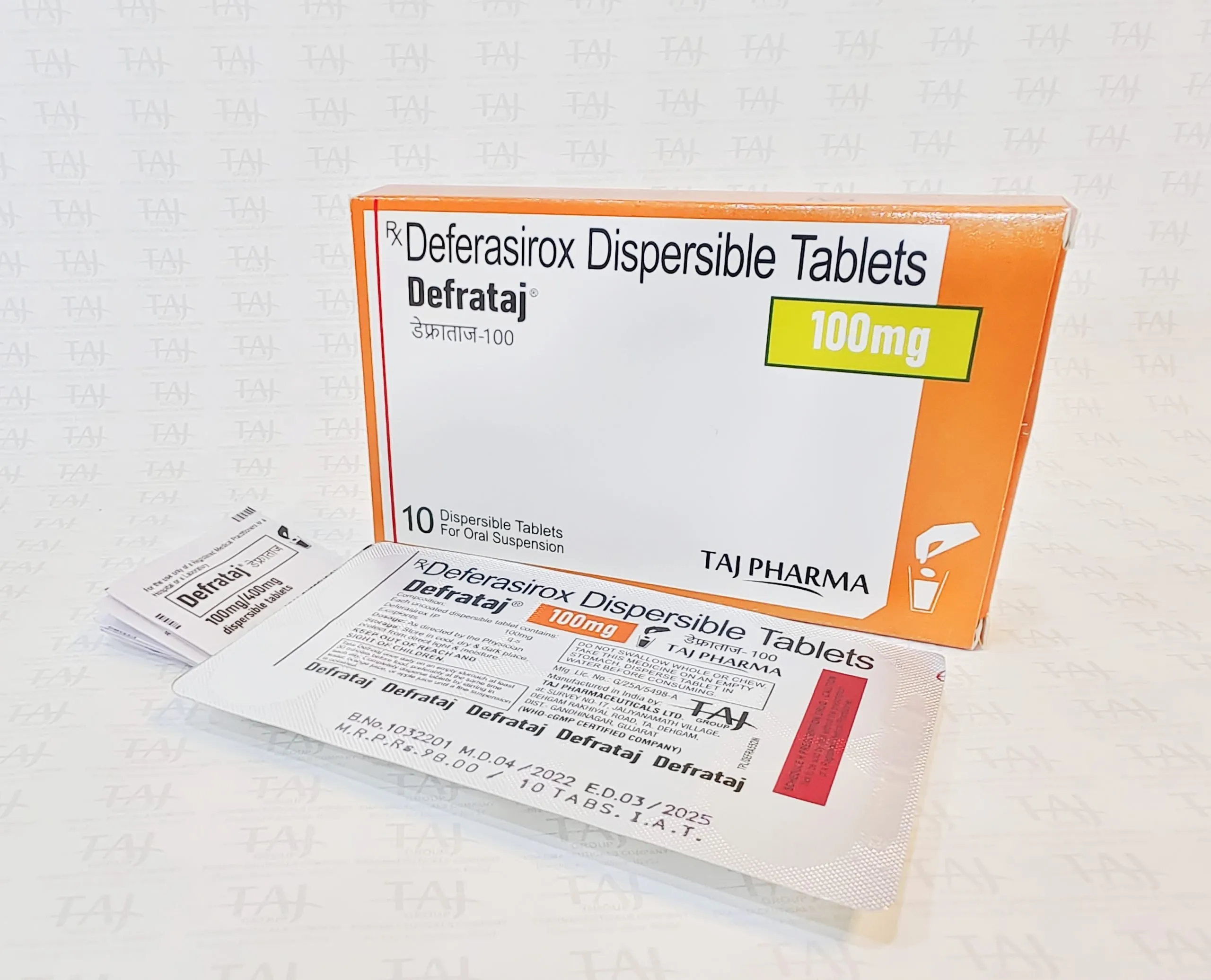 Deferasirox dispersible tablets 100mg Manufacturer in India gives the assurance of high-quality and purity. The company carries the rich experience in the niche manufacturing of Deferasirox dispersible tablets 100mg. Taj Pharmaceuticals is reputed manufacturer and Deferasirox dispersible tablets 100mg suppliers in India.