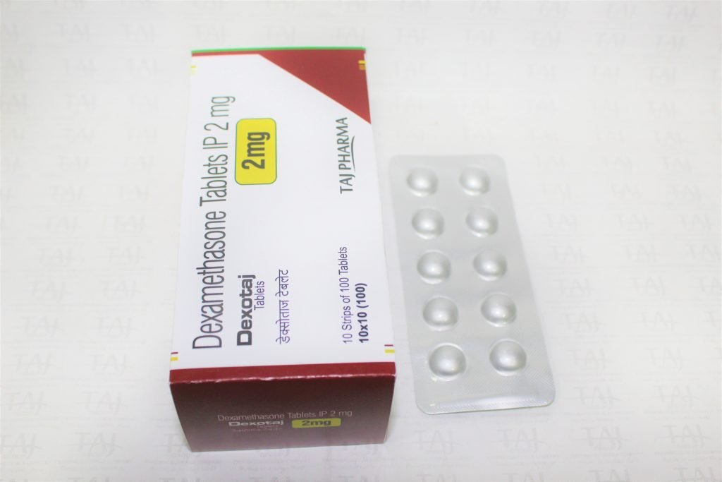 Wholesaler of Dexamethasone tablets ip 2mg, Dexamethasone tablets ip 2mg Supplier, Dexamethasone tablets ip 2mg Exporters from India. Taj Pharma holds excellent record in manufacturing of Dexamethasone tablets ip 2mg from India.