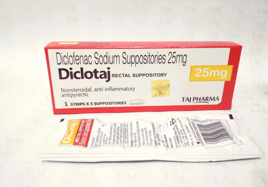 Diclofenac rectal Suppositories 12.5mg, 25mg, 50mg and 100mg Declotaj