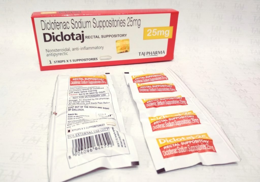 Diclofenac rectal Suppositories 12.5mg, 25mg, 50mg and 100mg Declotaj