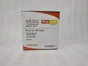 Taj Pharma is one of the leading Docetaxel injection USP 20mg/0.5ml manufacturers in India, and it caters the needs of the significant Docetaxel injection USP 20mg/0.5ml suppliers, wholesalers, and distributors