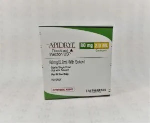 Docetaxel injection USP 80mg/2ml manufacturers & Docetaxel injection USP 80mg/2ml suppliers in India. Docetaxel injection USP 80mg/2ml manufacturer in India gives the assurance of high-quality and purity. The company carries the rich experience in manufacturing of Docetaxel injection USP 80mg/2ml. Taj Pharmaceuticals is reputed manufacturer and Docetaxel injection USP 80mg/2ml suppliers from India. Get contact for Docetaxel injection USP 80mg/2ml manufacturing companies from India.