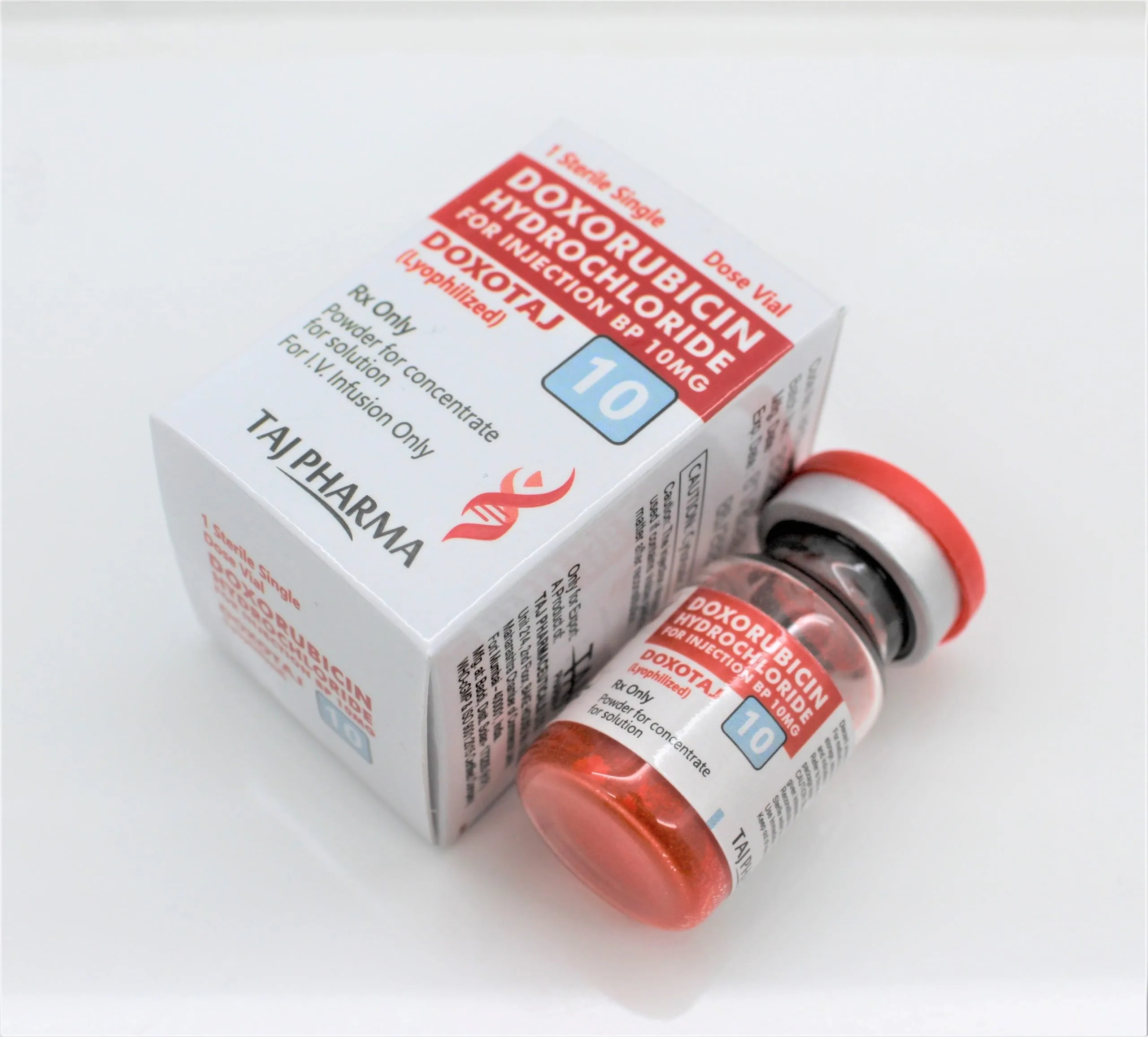 Taj Pharma is one of India’s leading Suppliers, manufacturers, and Exporters of Doxorubicin Hydrochloride for Injection 10mg in India and the International market. Taj Pharma holds an excellent record in manufacturing Doxorubicin for Injection from India.