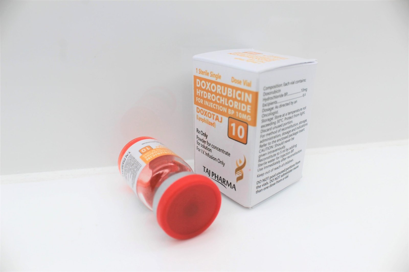 Taj Pharma India is one of the renowned prominent Manufacturer and Supplier of Doxorubicin Injection 10mg; We follow ICH norms for quality standards of Doxorubicin HCL Injection best through effective application of modern machinery based in Vapi, Gujarat, India.