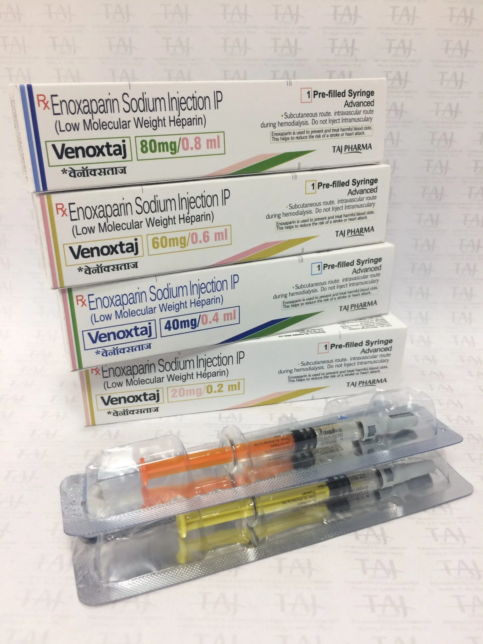 Enoxaparin Sodium Injection Taj Pharma ceuticals manufacturer of Enoxaparin Sodium Injection IP 60mg/0.6ml (Venoxtaj), Enoxaparin Sodium Injection IP 60mg/0.6ml (Venoxtaj) manufacturer in India Taj Pharma India, India based manufacturing company of Enoxaparin Sodium Injection IP 60mg/0.6ml (Venoxtaj)