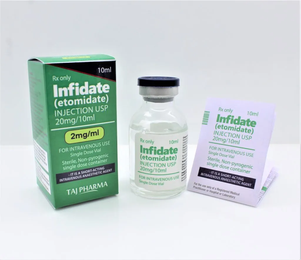 Etomidate Injection 20mg/10ml Manufacturer India Pioneer Exporter.