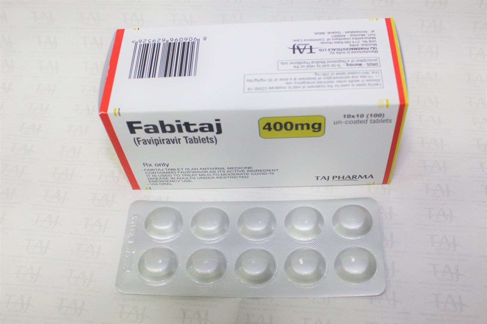 Favipiravir 400mg Tablets, Favipiravir 400mg Tablets Supplier, Favipiravir 400mg Tablets Exporters from India. Taj Pharma holds excellent record in manufacturing of Favipiravir 400mg Tablets