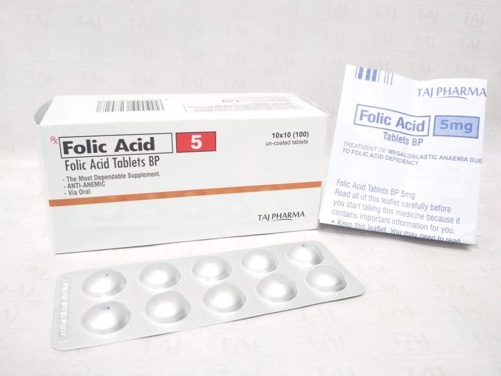 Folic Acid Tablets BP 5 mg Taj Pharma
