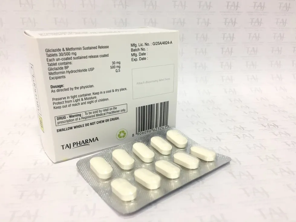 GLICLAZIDE & METFORMIN SUSTAINED RELEASE TABLETS 30-500 MG (CLAFORMIN 30) TABLETS