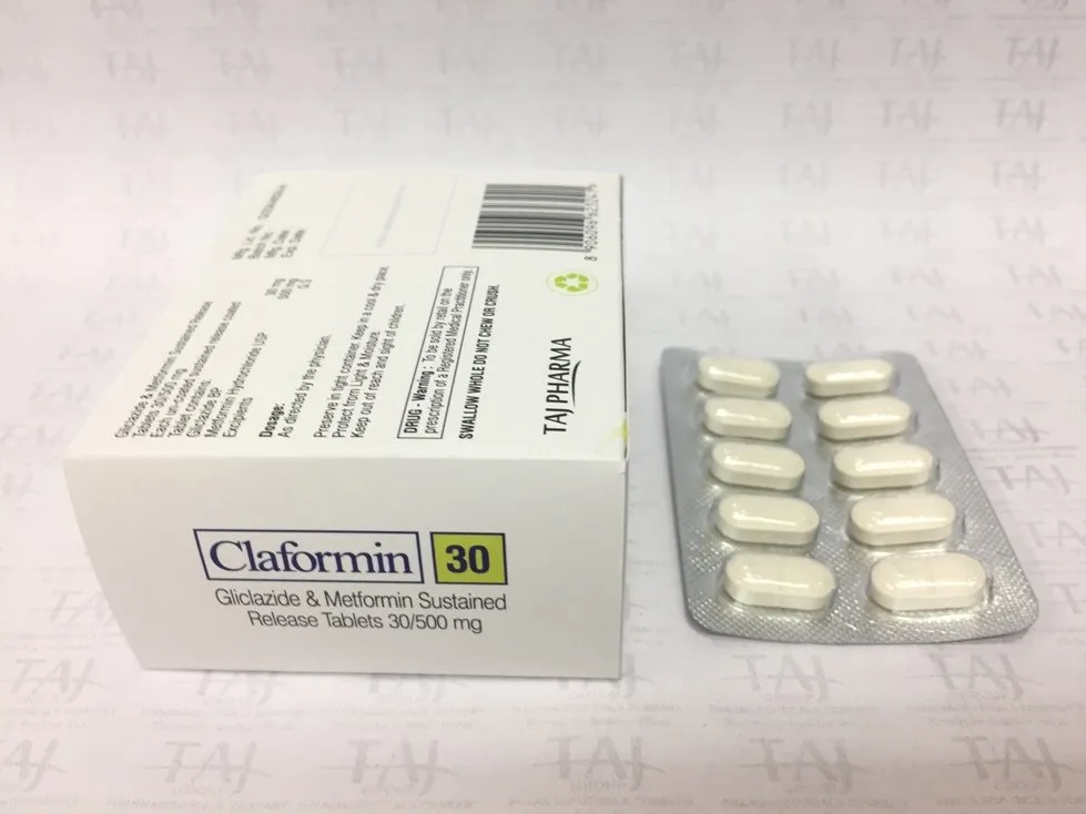 GLICLAZIDE & METFORMIN SUSTAINED RELEASE TABLETS 30-500 MG (CLAFORMIN 30) TABLETS