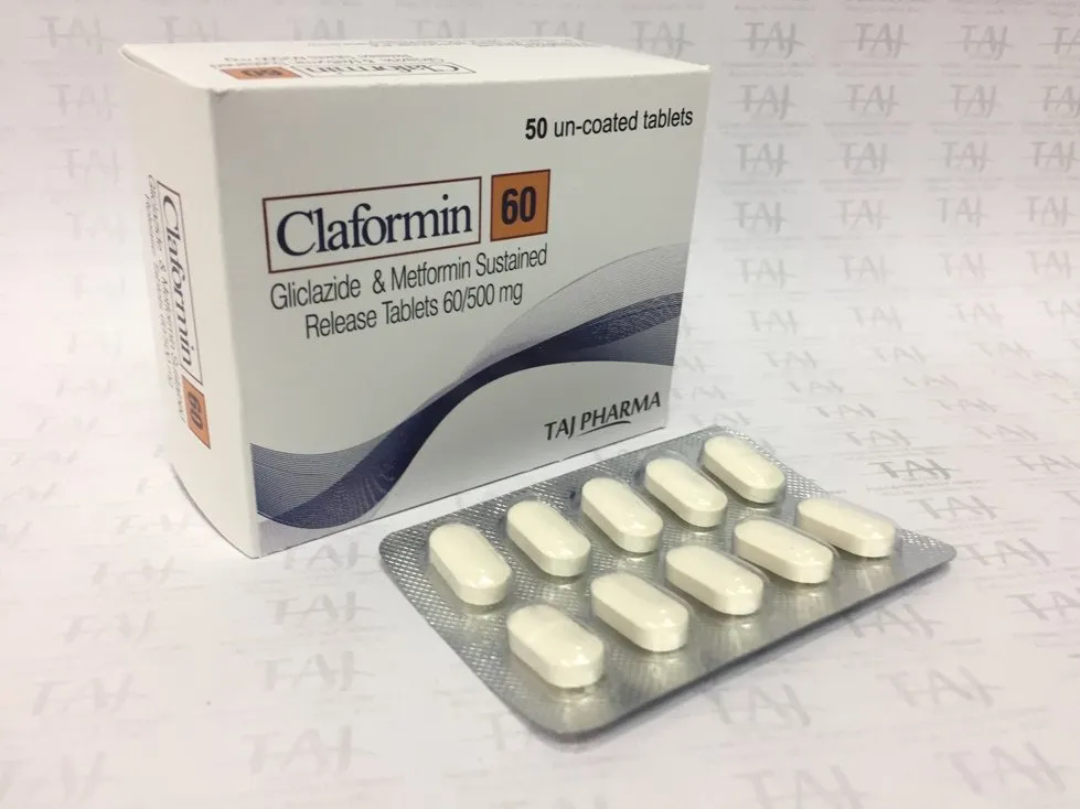 GLICLAZIDE & METFORMIN SUSTAINED RELEASE TABLETS 60-500 MG (CLAFORMIN 60) TABLETS-Taj-Pharma