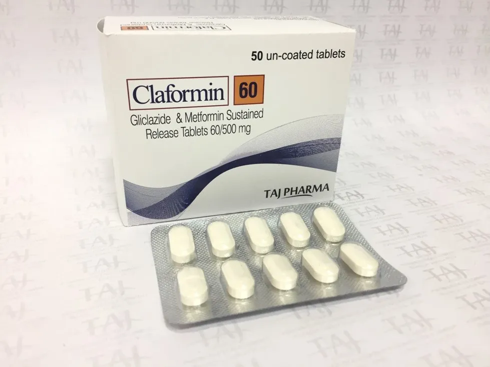 GLICLAZIDE & METFORMIN SUSTAINED RELEASE TABLETS 60-500 MG (CLAFORMIN 60) TABLETS-Taj-Pharma
