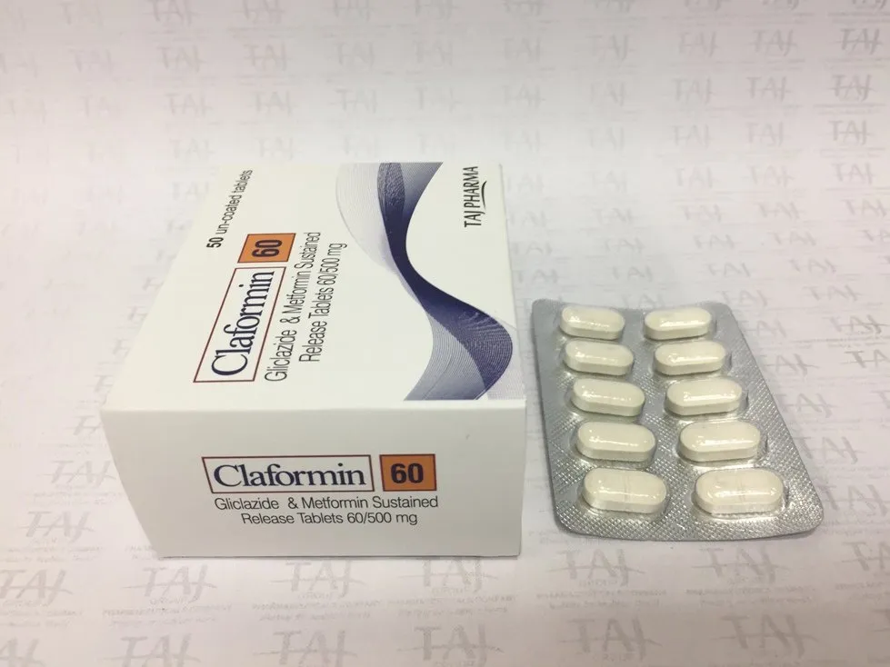 GLICLAZIDE & METFORMIN SUSTAINED RELEASE TABLETS 60-500 MG (CLAFORMIN 60) TABLETS-Taj-Pharma