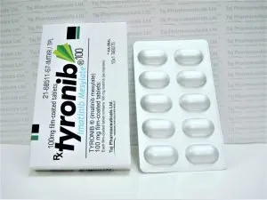 Imatinib Tablets 100mg (Tyronib) Manufacturer in India gives the assurance of high-quality and purity. The company carries the rich experience in the niche manufacturing of Imatinib Tablets 100mg (Tyronib). Taj Pharmaceuticals is reputed manufacturer and Imatinib Tablets 100mg (Tyronib) suppliers in India.