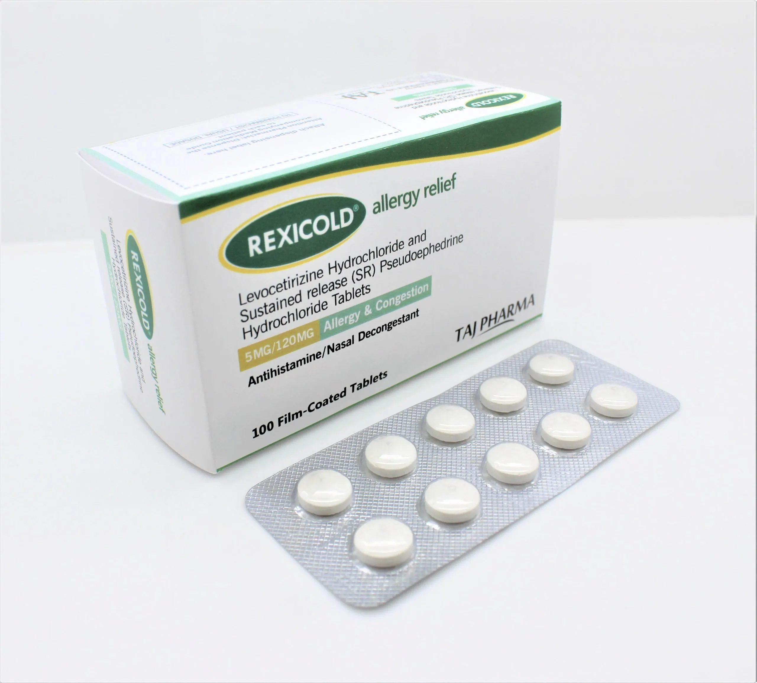 Leading #1 Levocetirizine Hydrochloride and Pseudoephedrine Hydrochloride SR Tablets (5mg+120mg) Manufacturer & Supplier in India.