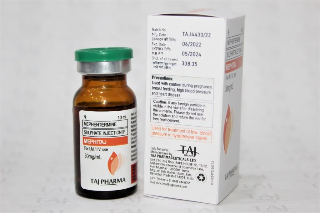 Mephentermine Sulphate Injection IP 30mg/ml Manufacturers India