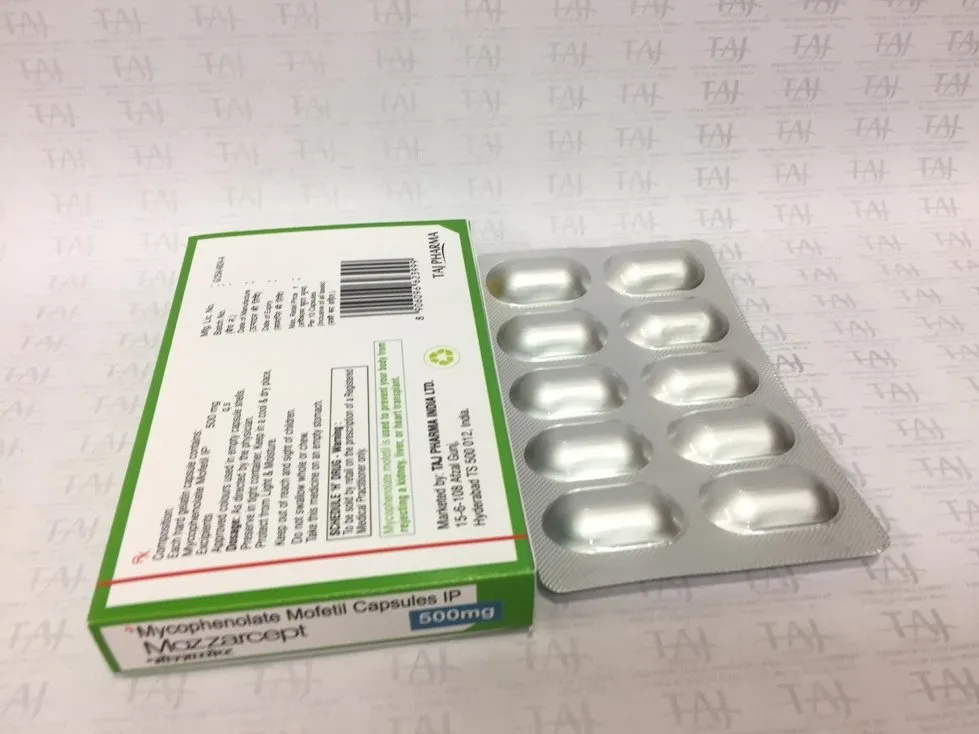 Taj Pharmaceuticals is popular for manufacturing a lot of pharmaceutical and medical products along with Mycophenolate Mofetil Capsules IP (MOZZARCEPT) 500mg Taj Pharma.
