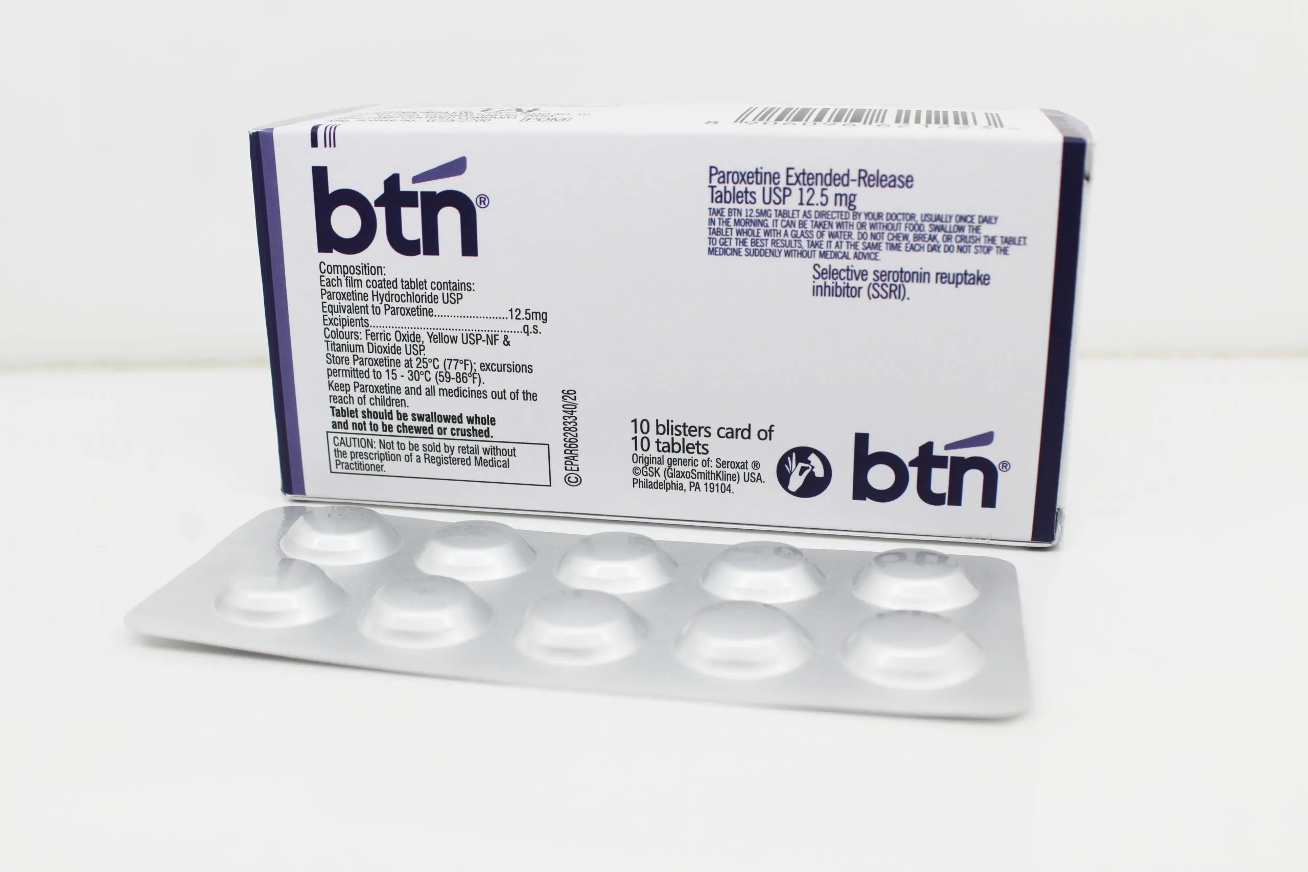 Manufacturer of Paroxetine Extended-release Tablets 12.5mg Supplier PAN India
