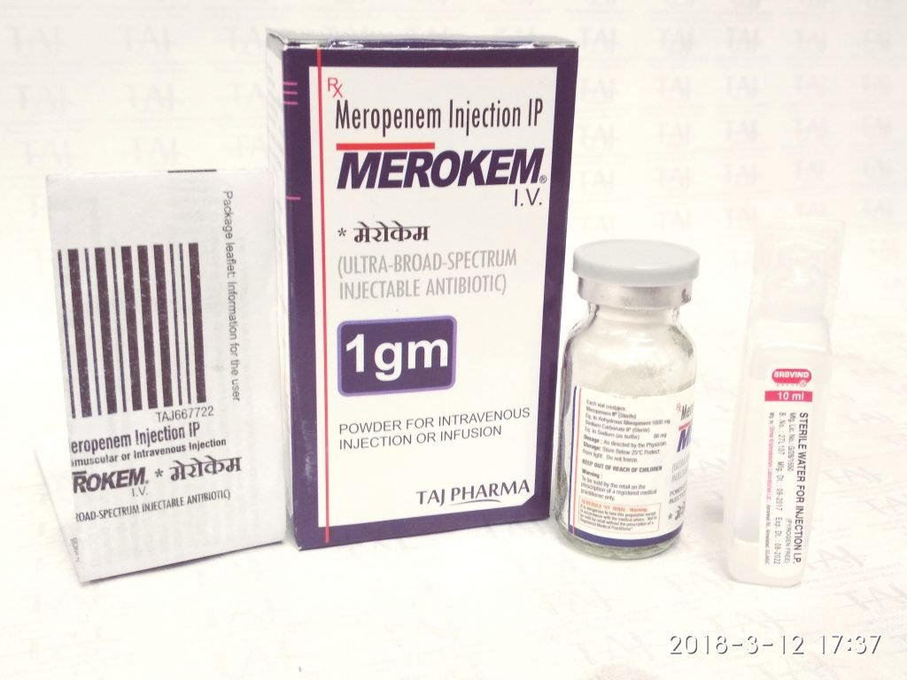 Merokenm (Meropenem) 1 g powder for solution for injection & infusion
