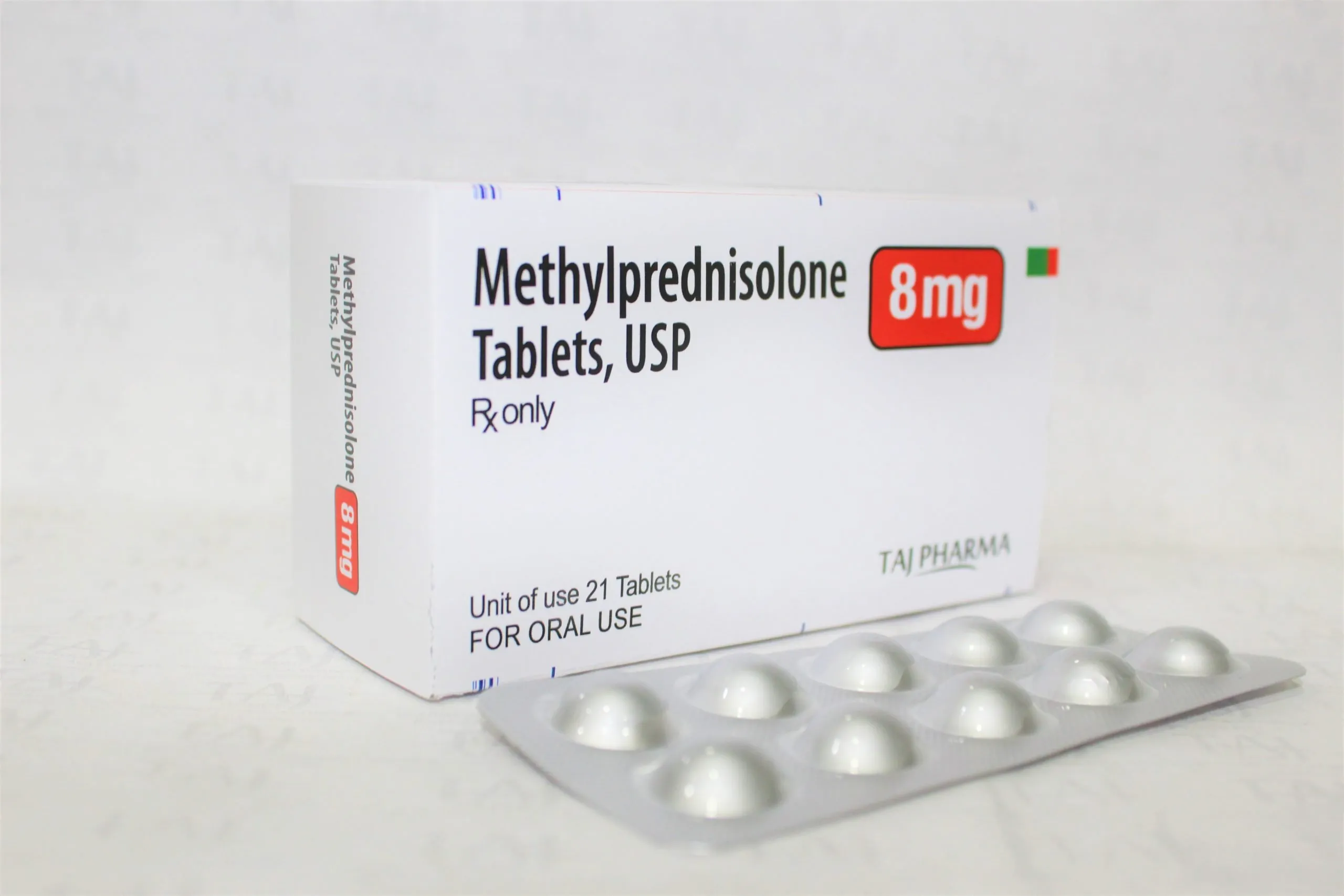 Methylprednisolone tablets usp 8mg manufacturers & Methylprednisolone tablets usp 8mg suppliers in India. Taj Pharmaceuticals, the well-known Methylprednisolone tablets usp 8mg manufacturer in India gives the assurance of high-quality and purity